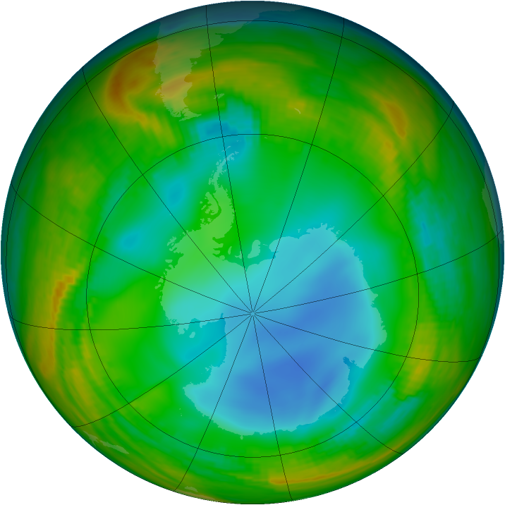 Antarctic ozone map for 10 July 1984